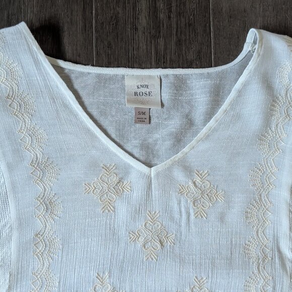 Knox Rose Boho Fringe Poncho Tunic Top – Ivory – Size S/M - Picture 4 of 12